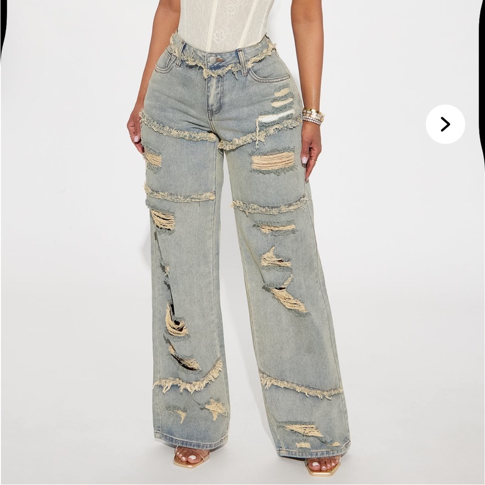 Distressed Wide-Leg Fashion Nova Jeans